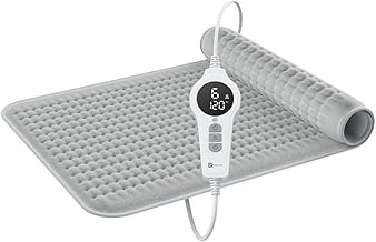 BR Bringer Infrared Heating Pad with Automatic Shut-Off - 6 Heat Settings (25-60°C), Overheating Protection, Machine Washable, LED Display, Very Soft Flannel - Ideal as a Gift (Grey, 90 x 50 cm)