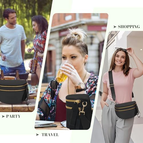 Image of WOOMADA Checkered Crossbody Bag Bum Bag for Women, Fanny Pack Checkered Purse, Belt Bag with Shoulder Strap(Black)