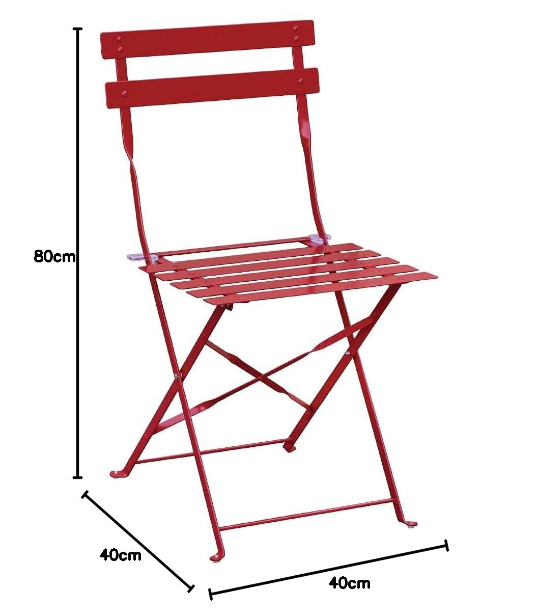 Bolero klappbare Terrassenstühle Stahl rot, 800(H) x 387(W) x 471(D)mm