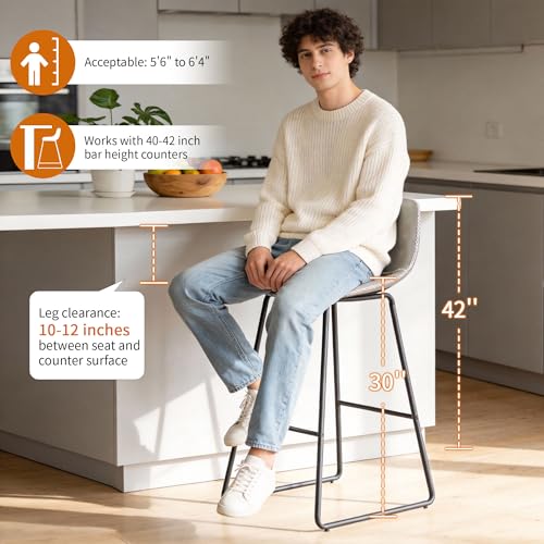 Image of Bar Height Bar Stools Set of 4 with Ergonomic Back & Durable Stable Legs