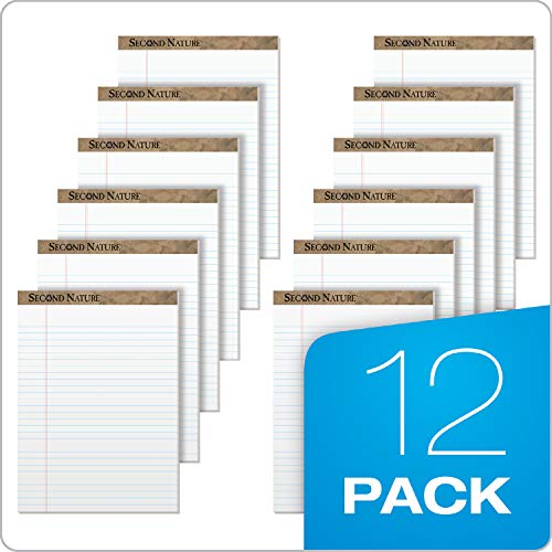 TOPS-74880-Second-Nature-Recycled-Pads-8-12-x-11-34-White-50-Sheets-Pack-of-12