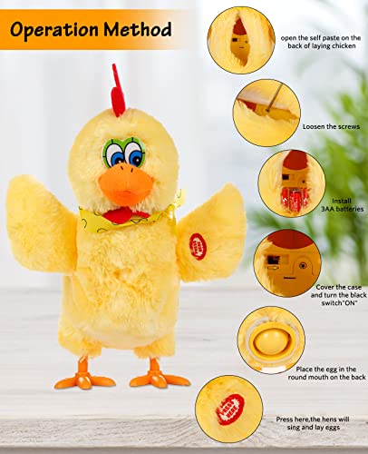 Talking Walking Chicken Dancing Chick Electronic Interactive Plush Toy Animated Laying Eggs Toy Speaking Plush Buddy Gift For Toddlers Birthday (Light Yellow Talking Walking Singing Chick, 29Cm) #TOP2