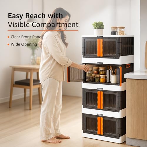 Image of Amazon Basics 4 Units Portable Multipurpose Large Cupboard for Home | Kids Organizer Box for Toys, Almirah for Books & Crockery Unit