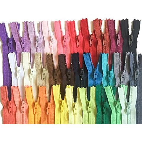 YKK Zippers Assorted Colors Pack 12 Inch Number 3 Nylon Coil Set of 30 Pieces Cover