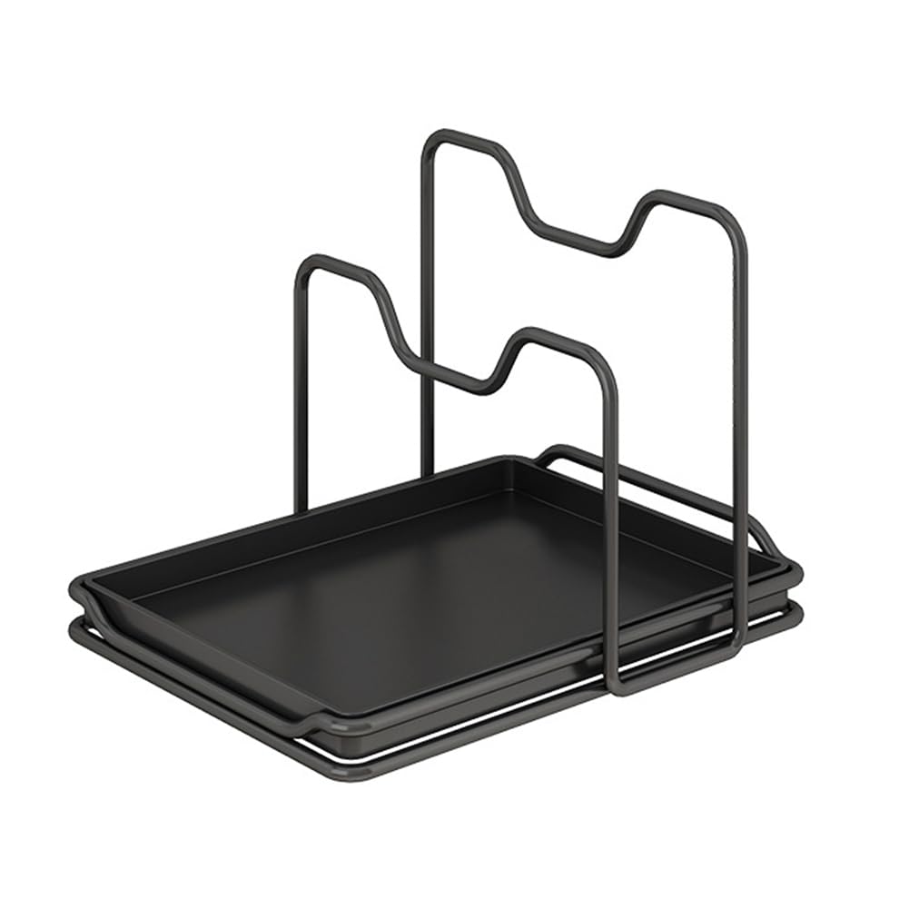 CTRLZS Pan Pot Cover Rack Pan Lid Organizer Stove Spoon Holder for Cabinet Pot Lid Stand Utensil B