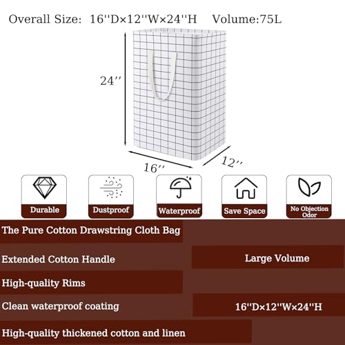 Image of Waterproof Laundry Hamper Collapsible Laundry Basket Leather Handle Laundry Bag Large Clothes Storage Toy Organization for Bathroom Bedroom Laundryroom College Dorms (Laundry Basket-005)