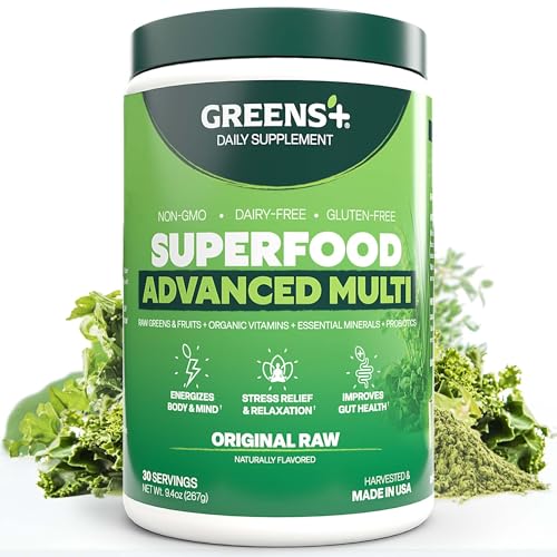 Greens+ Advanced Multi Raw Superfood | Essential Blend of Raw Foods, Superfruits and Sea Vegetables Powder | Vegan | Dietary Supplement | Non GMO, Soy Dairy & Gluten-Free | Size 9.4oz