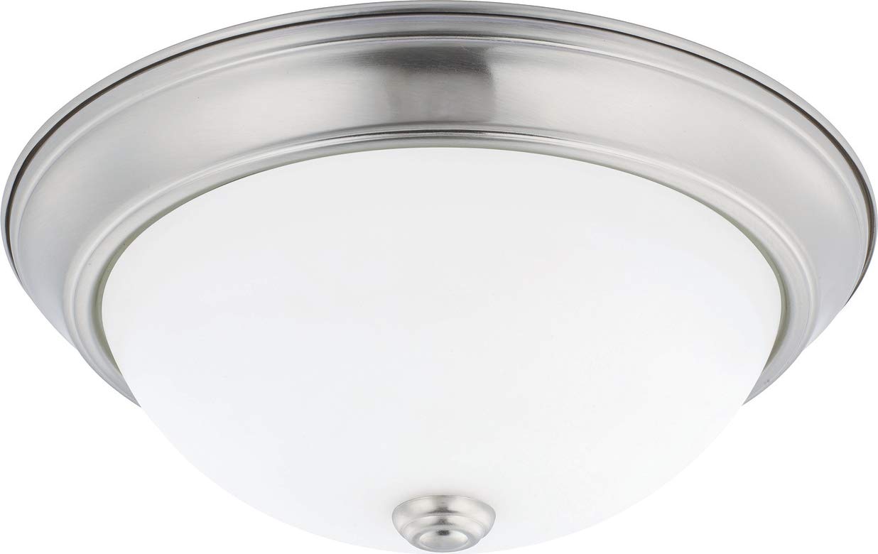 HomePlace by Capital Lighting 214722BN Bates Traditional Soft White Glass Bowl Flush Mount Ceiling Light, 2-Light 120 Total Watts, 5" H x 13" W,