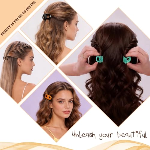 Image of 2 Pcs Hair Clutchers for Women, Magnetic Hair Clip, 2-in-1 Section Clips for Hair Styling, Daily Use and Professional Salon Clutcher Hair Accessories, Black Brown Print Hair Claw Clips (Black and Orange)