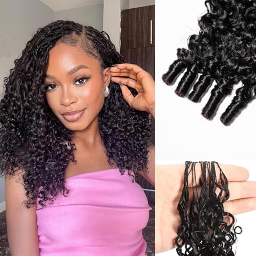 OQ HAIR Burmese Curly Feather Crochet Human Hair Extensions Pre Separated Knotless Crochet Hair 18 Inch 150g Lightweight Soft Natural Reusable Brazilian Remy Braiding Hair Easy Install for Women