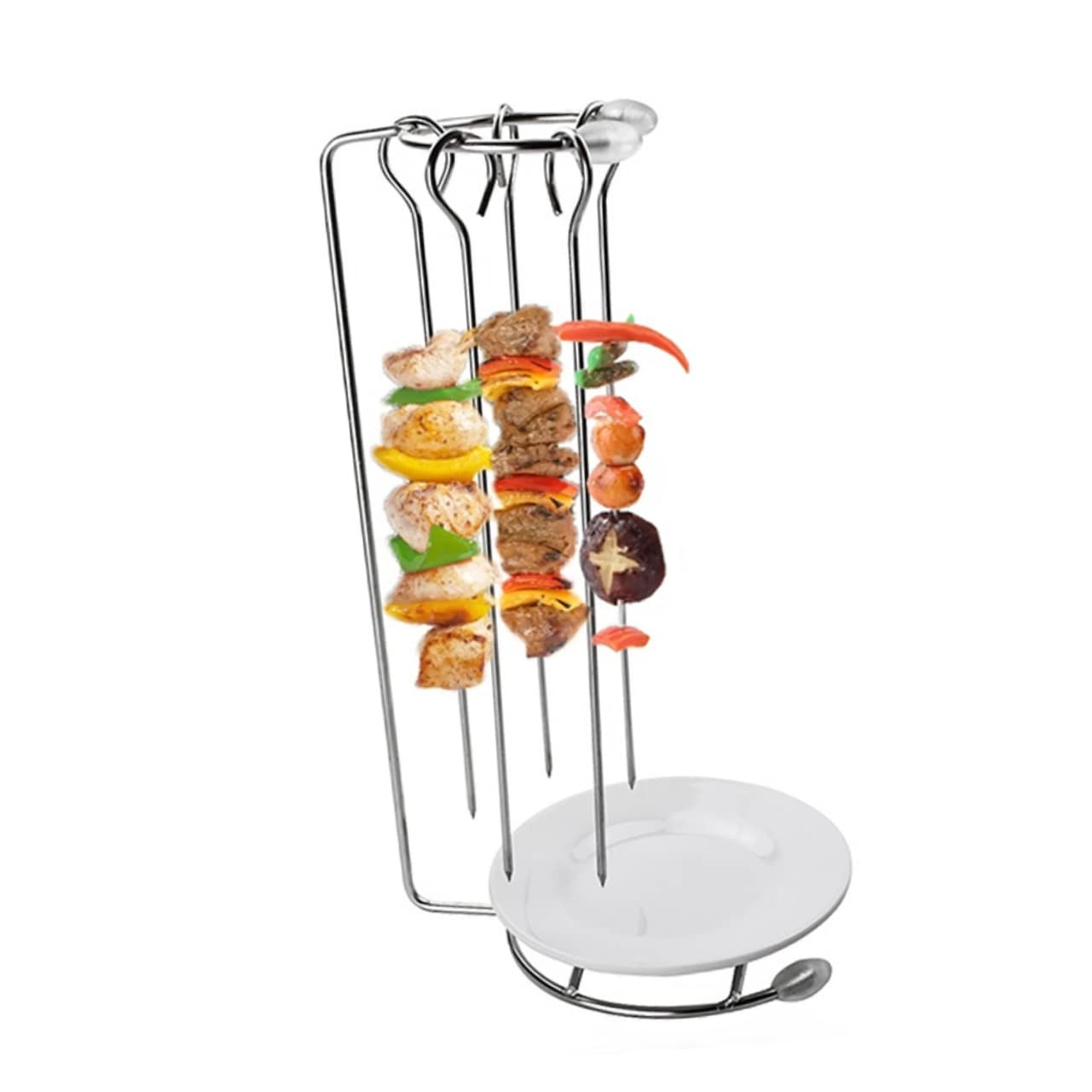 Stojak na kebaby ze stali nierdzewnej, pionowy grill do piekarnika i grilla na zewnątrz, trwałe akcesoria do grillowania dla idealnego grillowania i łatwego czyszczenia