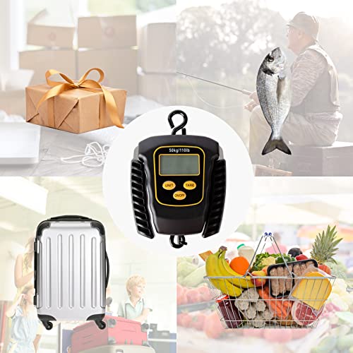 Cyberdyer Fish Scale With Backlit Lcd Display 110Lb 50Kg Digital Portable Hanging Scale Fish Weigher Luggage Scale Fishing Gifts For Men (Black With Yellow Keys) #TOP6