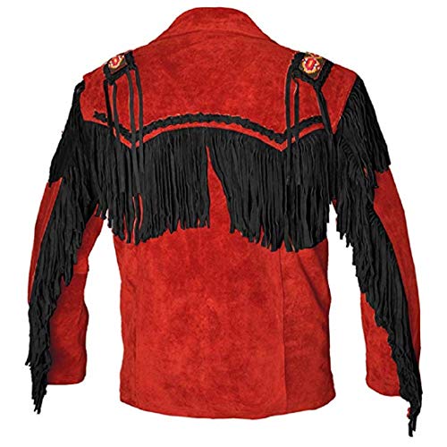 Image of LEATHERAY Western Leather Jackets for Men Cowboy Leather Jacket and Fringe Beaded Coat Suede Leather shirt