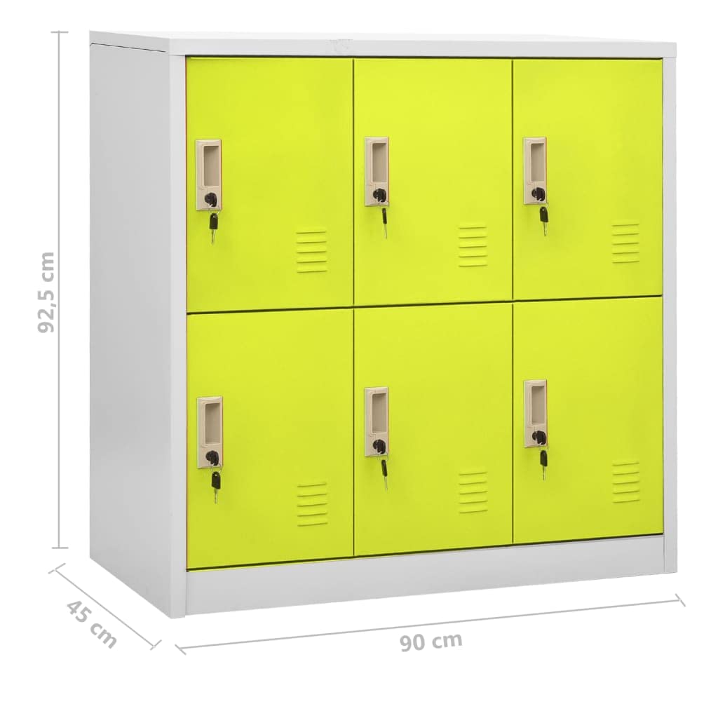 Armadio indipendente da ufficio, in metallo, per aziende, ufficio, scuola, grigio chiaro e verde, 90 x 45 x 92,5 cm, in acciaio