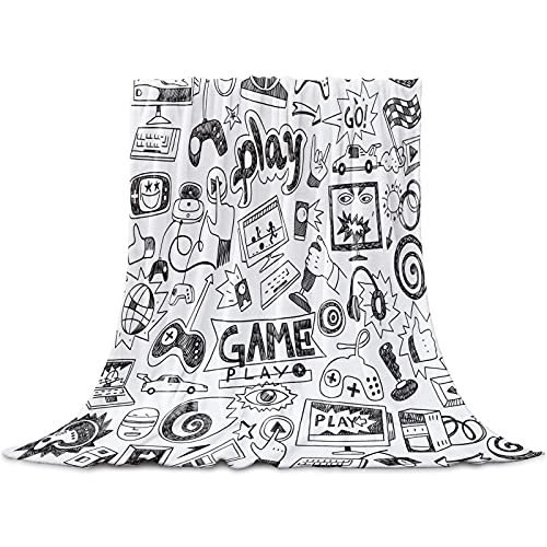 Video Gaming Throw Blankets Gifts Soft Flannel Fleece Microfiber Blankets, Gaming Racing Monitor Device Warm Bed Blanket Throws Gamer Blankets for Teens Boys Chair Sofa Couch Bedroom Camper 60x80 Inch