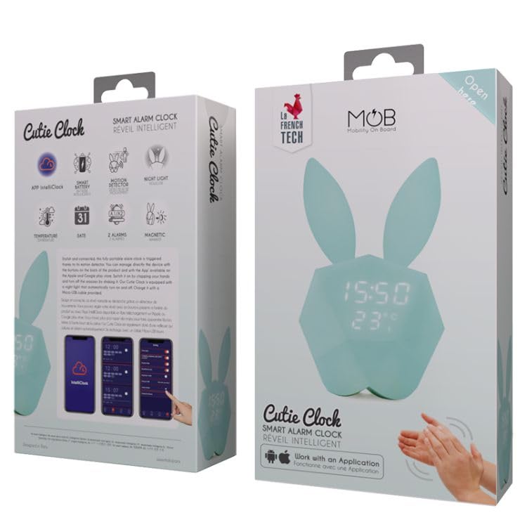 Mobility on Board Réveil Lapin Intelligent Cutie Clock - Bleu Pastel
