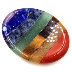 Thumb Worry Stone for Anxiety, 7 Chakra Crystals Healing Stones, Oval Chakra Worry Stone, Meditation Crystal