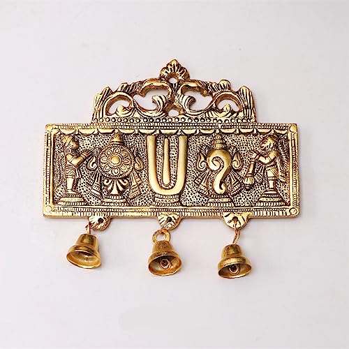 Image of KridayKraft Wall Hanging Tirupati Balaji Symbol Shankh Chakra Tilak with Hanuman ji and garud Statue Gold Plating Antique Decorative for Home & Office Table Showpiece Figurines,R