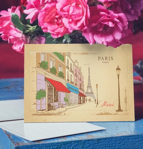 Image of Stonehouse Collection | Paris Note Cards | Merci Note Cards | 10 Pack | Eiffel Tower Design