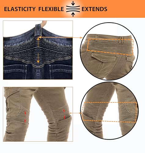 Juicy Trendz Mens Motorcycle Pants Armored Riding Jeans with Hip & Knee Pads, Aramid Protective Lining Adventure Touring Pant4