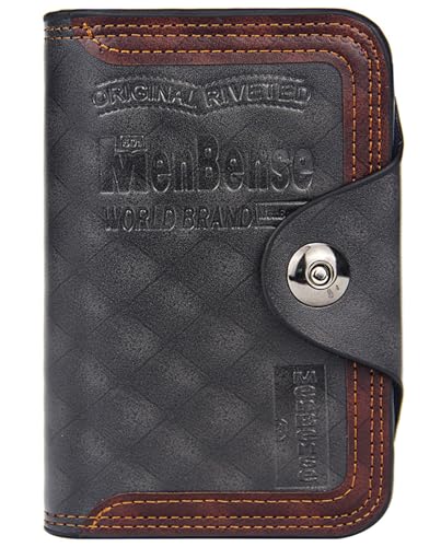 Men's Wallet Short European & American Style Business Bag with Large Capacity Magnetic Buckle 3 Fold Design and Money Clip