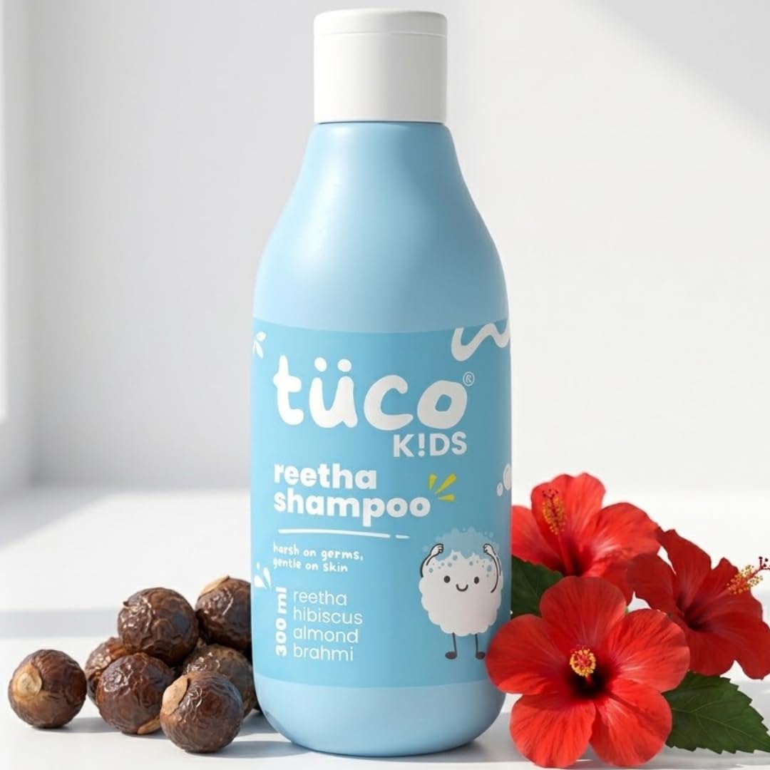 TuCo Kids Mild Shampoo With Soapnut, Almond, Henna, Pomegranate|Perfect For Soft, Smooth, Curly Tangled & Rough Hair|Paraben, Sls & Sulphate Free|Ph 5.5, Vegan & Tear Free|300 Ml (Pack Of 1) |-image-29