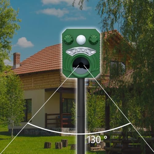 Retoo Ultrasone afweer op zonne-energie en flitser tegen katten, marters, honden, dierenafweer, multifrequentie 16-60 kHz, kattenverjager, hondenverschrikker, marterverschrikker, ultrasone afweer - Afbeelding 3