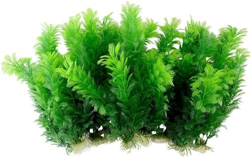 RUIAN 12 Inch Aquarium Plants Plastic Large Artificial Green Seaweed Water Plants Fish Tank Plants Decorations,10Pcs