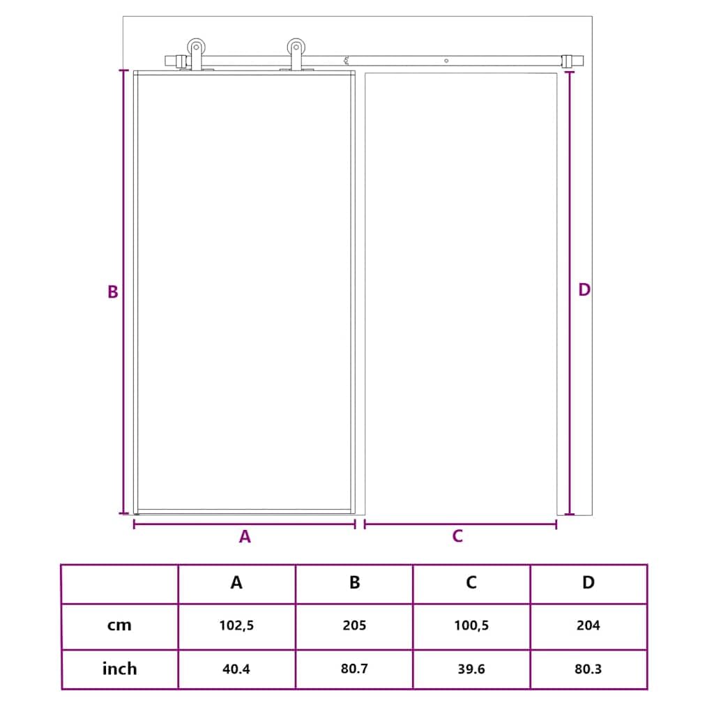 Porte coulissante noir 102,5x205 cm verre trempé aluminium,Matériaux de construction,Portes,Portes d'entrée,155215
