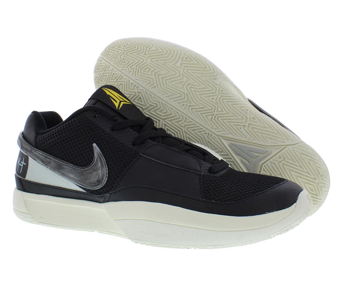 Nike Ja 1 Basketball Shoes (DR8785-002, Black/Coconut Milk/Vivid Sulfur/Light Silver) Size 3.5