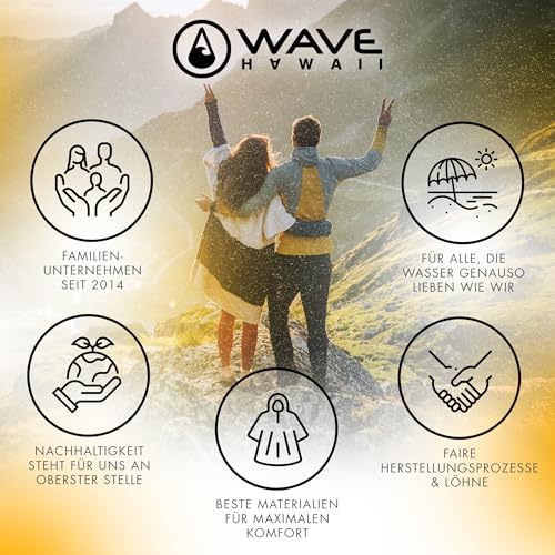 WAVE HAWAII Bade-Poncho Damen & Herren Soul, Größe M, 160-190cm, 100% Baumwolle Surf-Poncho für Erwachsene, Frottee-Handtuch mit hoher Wasserabsorption, Umziehhilfe Strand Erwachsene
