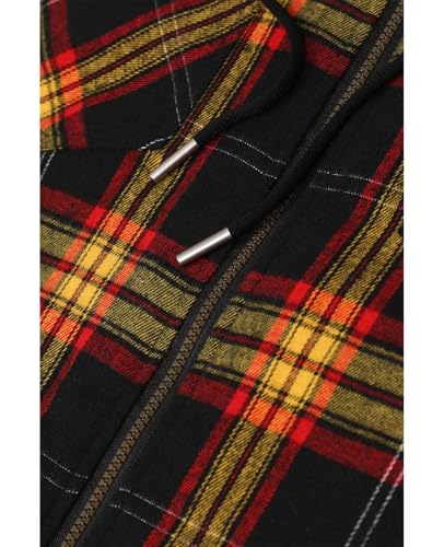 Image of ZENTHACE Men's Sherpa Lined Full Zip Hooded Plaid Shirt Jacket