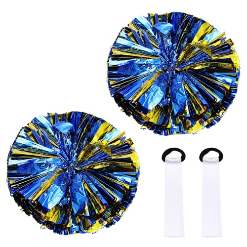 Pompon de pom-pom girl métallique 35 cm avec poignée pour match et fête