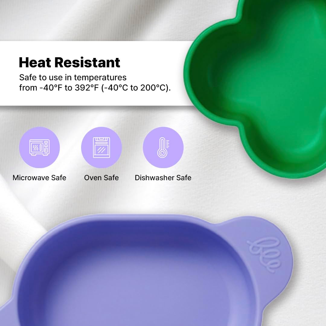 Cute Heat-Resistant Heart Silicone Food Tray for Toddlers, Kids - Microwave, Oven & Dishwasher Safe - 6oz - Made in Korea, Yellow, BPA Free