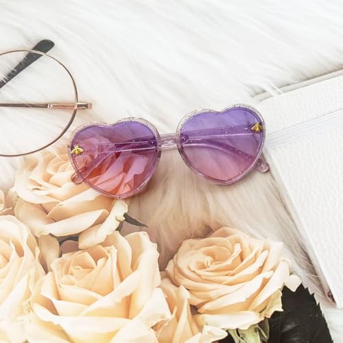 Image of Ridering 3Pcs Toddle Kids Heart sunglasses,Girl Cute Flower Sunglasses UV400 Protection Fit For Toddler Age 2-4 Sunglasses