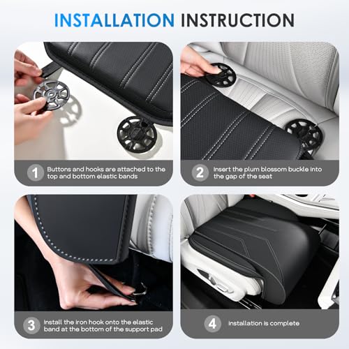 Image of FLORICH Car Seat Extender Leg Support Cushion for Driver Seats Office Chair, Leather Memory Foam Widened seat Cushion for Long Drivers Universal Car Seat Cushion Legs Rest Pads-Black1