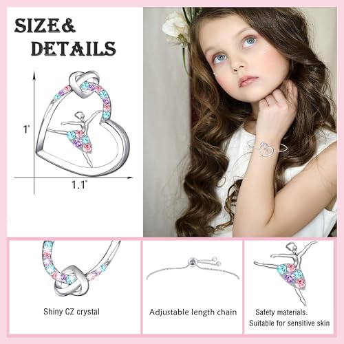 M&Ostyle Dance Bracelet for Girls Crystal Heart Pendant Bracelet Dance Jewelry Gifts for Girls Birthday christmas2