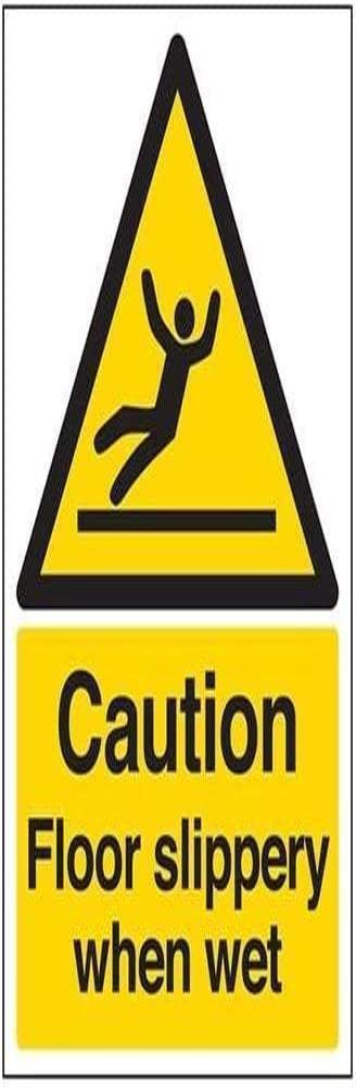 V Safety Caution Floor Slippery When Wet Warning Sign - 200mm x 300mm - 1mm Rigid Plastic