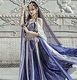 Mkjuuior Festival Arabische Prinzessin Kostüme Frauen Indisches Tanzkleid Stickerei Kostüm Hanfu Blau Party Cosplay Fancy Outfit Set ohne Schleier XS