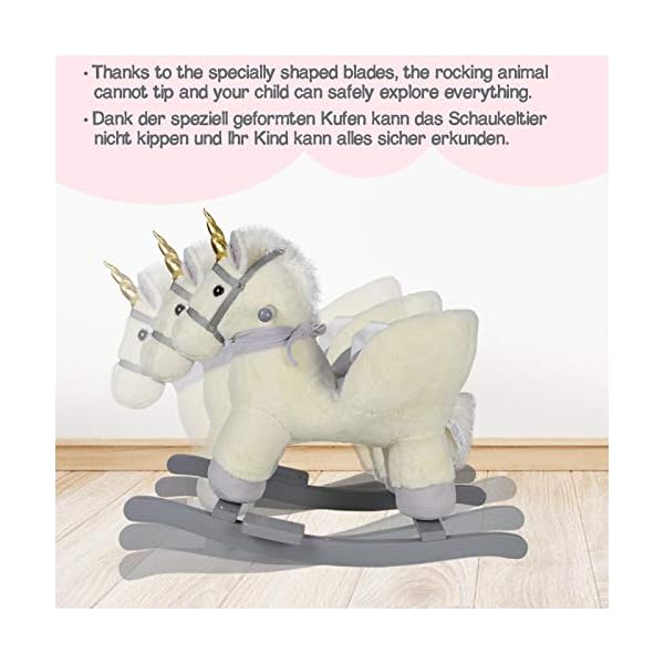 Infantastic® Schaukeltier - Plüsch, ab 1 Jahr, für Baby und Kind, Elefant/Einhorn/Faultier/Marienkäfer/Schaf, mit Gurt… – Bild 7