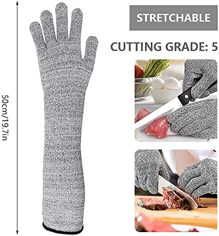 Cut Resistant Gloves Work Gloves, Protective Gloves with Sleeves HPPE Heat Resistant Anti Abrasion Man Safety Glove Man Cut Proof Gloves for Garden Farm Outdoor Work Protective Hands