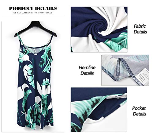 Image of MISFAY Women's Summer Spaghetti Strap Casual Swing Tank Beach Cover Up Dress with Pockets