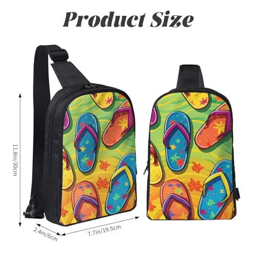 Colorful Flip Flops Printed Chest Bag Dual Pocket Diagonally Chest Messenger Bag3