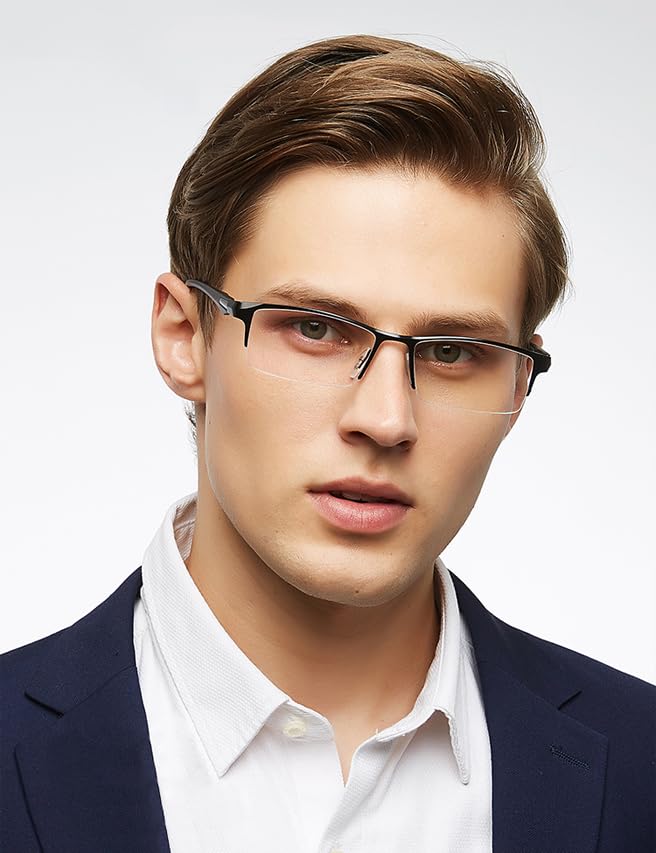 Image of ZanyLen Blue Light Glasses for Men Semi Rimless Rectangular Computer Glasses