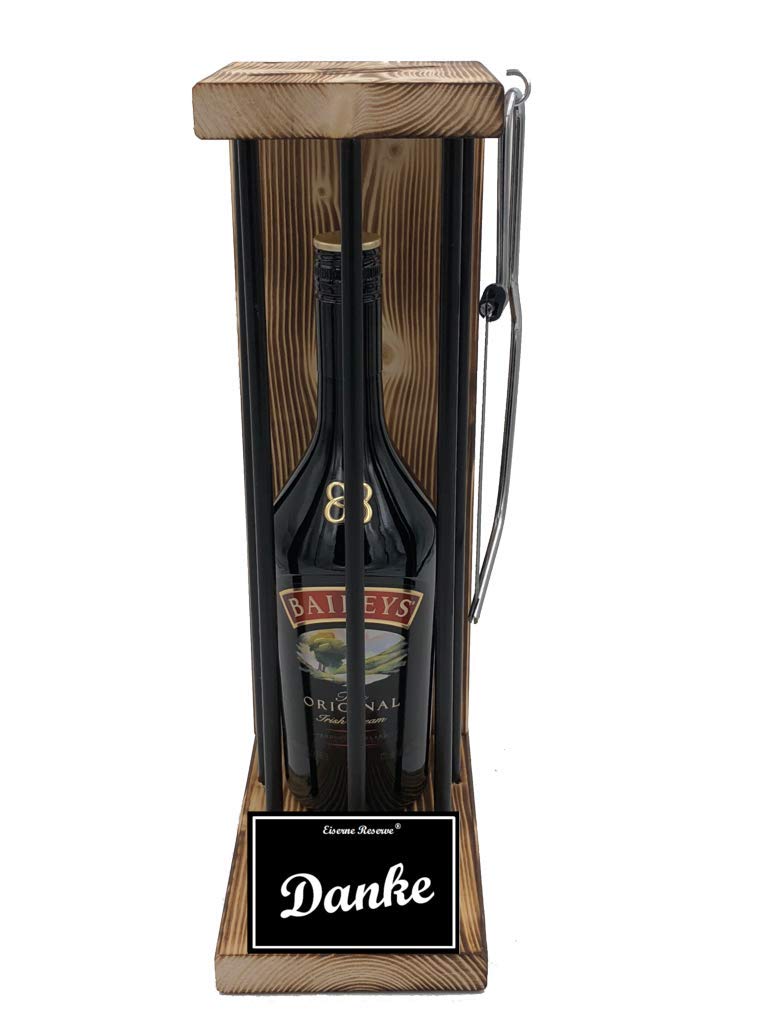Eiserne Reserve Geschenk Danke Geschenke Geschenk Dankeschön Baileys Black Edition incl. Notsäge Text s/w Danke Likör (1 x 0.7 l)