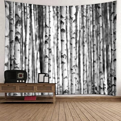 Tapiz natural RDSGYZ de 150 x 150 cm con diseño de abedul para pared