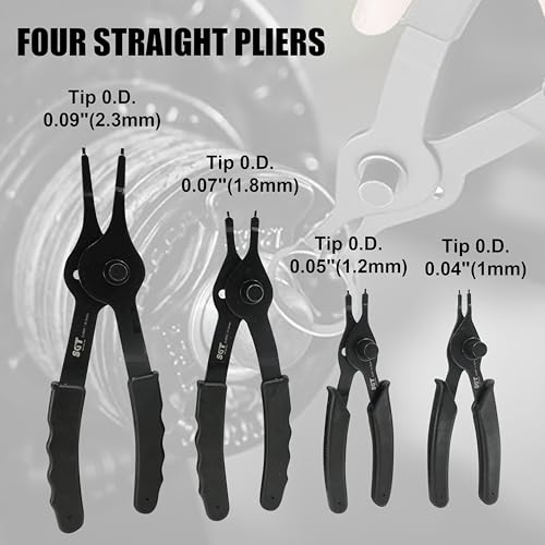 Juego de alicates de anillo a presión resistente de acero templado con 14 piezas 7