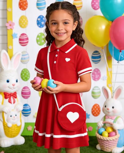 Move Dance Little Girls Sporty Dress Size 5-6 Red Sundress with Bag - image 4