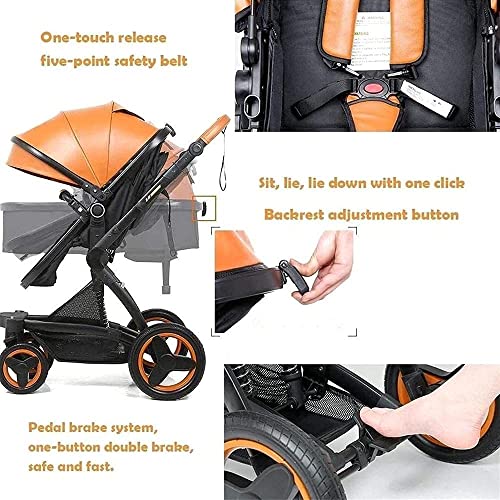 3-in-1 kinderwagenwagen Opvouwbare luxe kinderwagen wandelwagen Schokabsorberende veren High View kinderwagen… - Afbeelding 5
