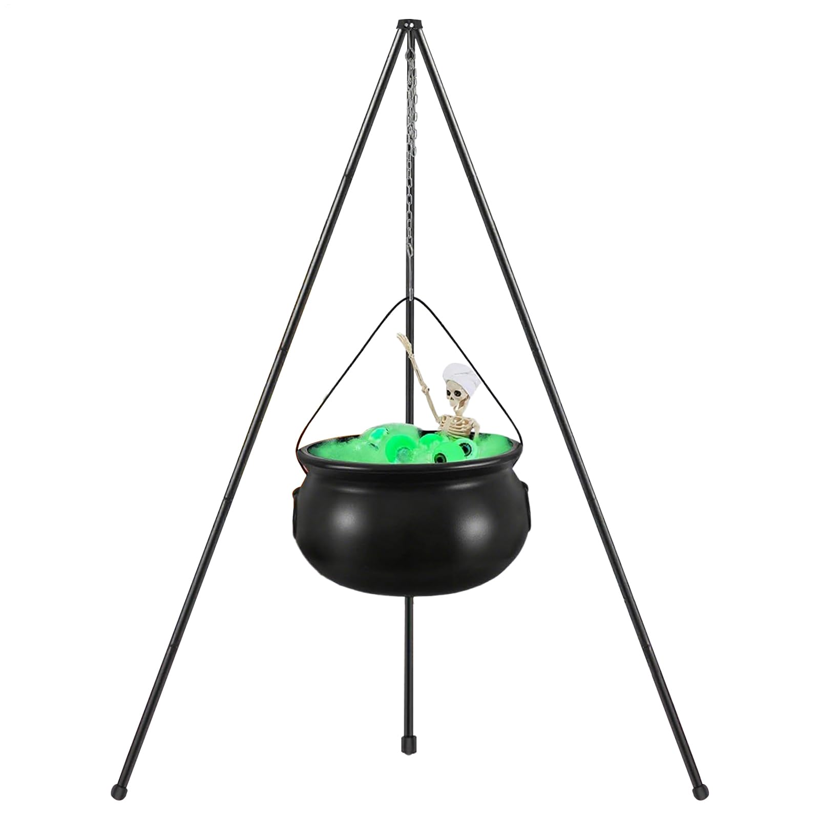 Generico Caldero De Bruja Halloween, Olla Decorativa para Exteriores con Luces De Ojos, Accesorio Festivo para Patio, Jardín, Traspatio, Casa Embrujada, Fiesta, Sesión De Fotos, Sendero, Decoración